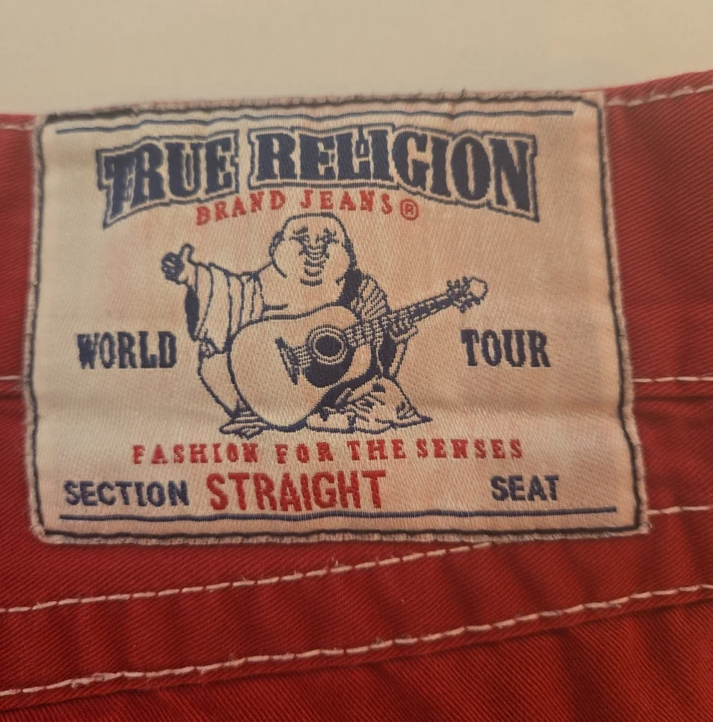 VTG True Religion Rare Red White Stitch Flap Large T Mens Jean Straight 40
